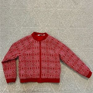 Janie And Jack juno valentine Bomber Varsity Light Jacket Red Size 7 Zip Front
